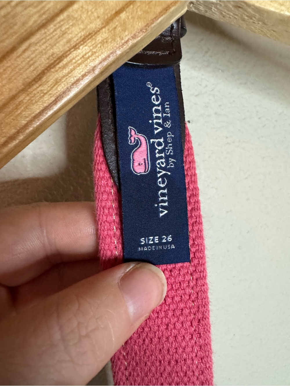 Vineyard Vines Sailboat Belt Size 26 Pink Canvas Leather Trim Preppy Belt - Picture 2 of 7
